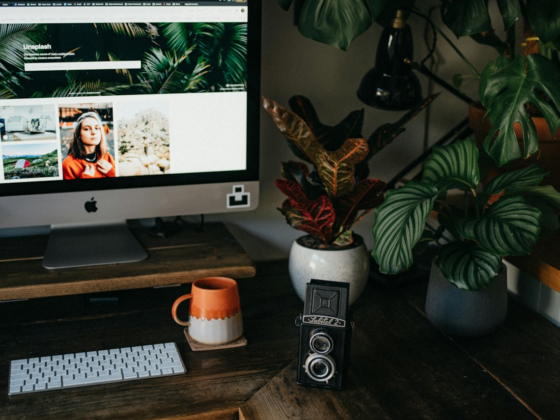 Cozy Workspace with Unsplash Homepage