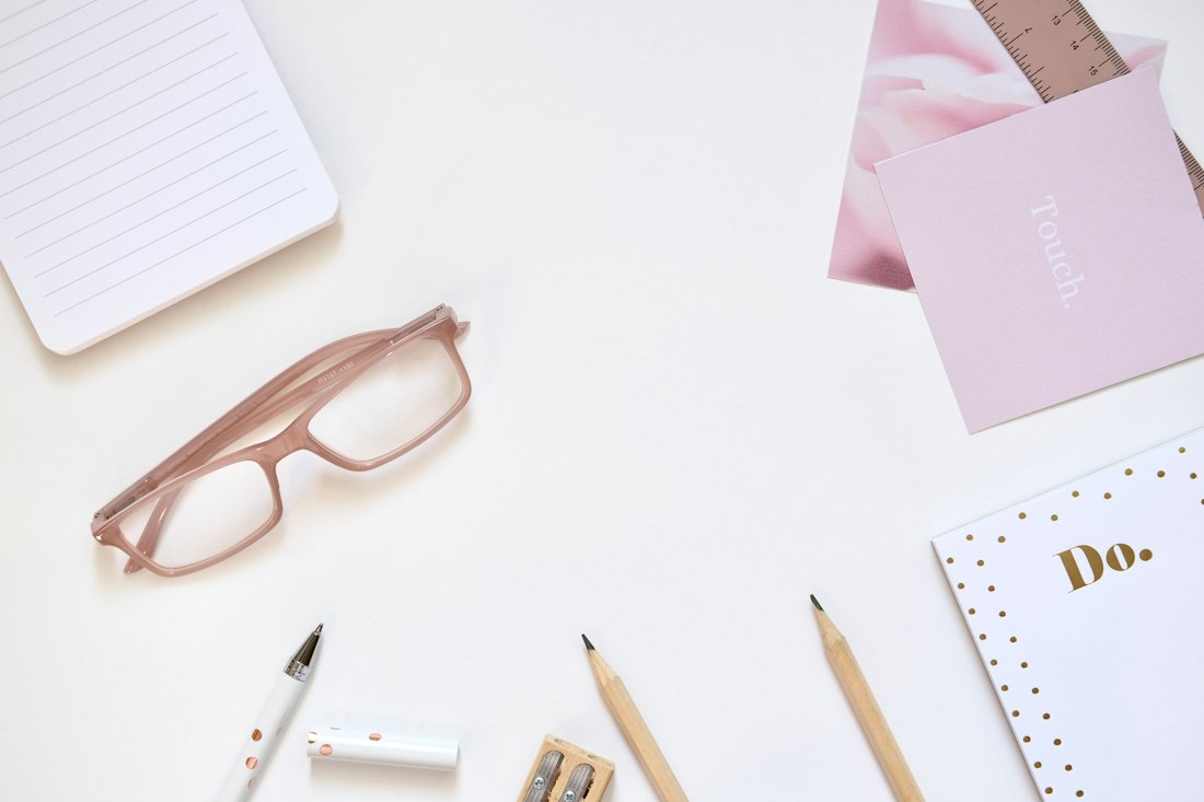Minimalist Pink Desk Flat Lay