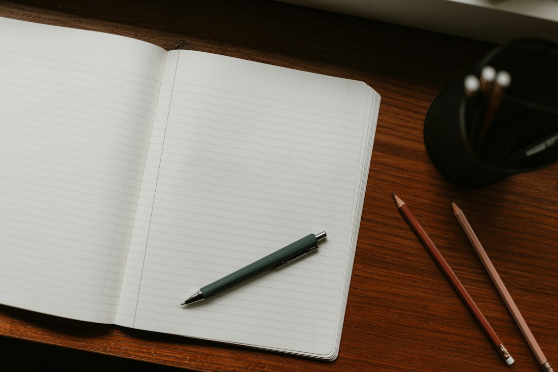 Stationery on Wooden Desk