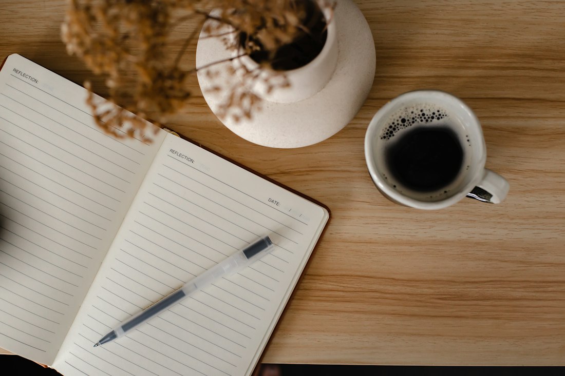Coffee and Notebook Workspace